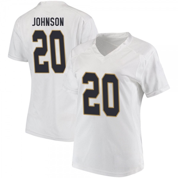 JoJo Johnson Notre Dame Fighting Irish NCAA Women's #20 White Replica College Stitched Football Jersey JHV6255ME